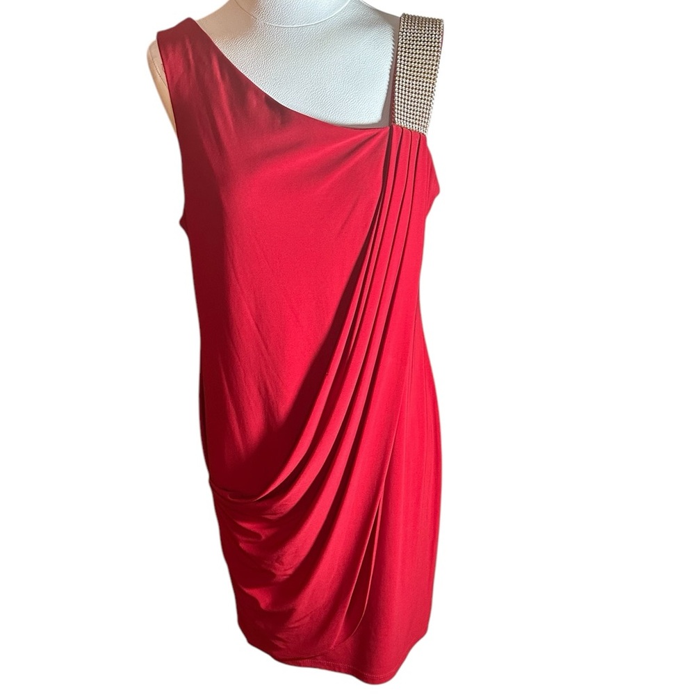 Elegant Red Draped Dress